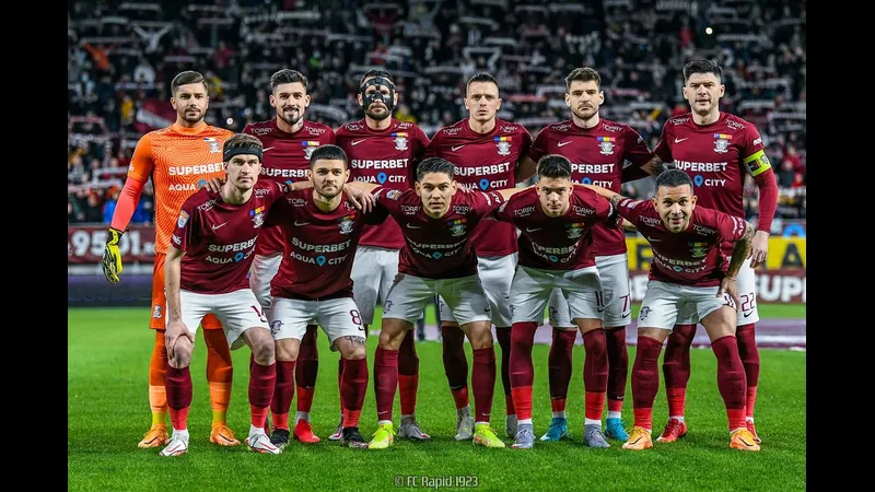 Cầu thủ của Rapid Bucuresti vượt qua cầu thủ của UTA Arad trên sân cỏ Cầu thủ của Rapid Bucuresti vượt qua cầu thủ của UTA Arad trên sân cỏ